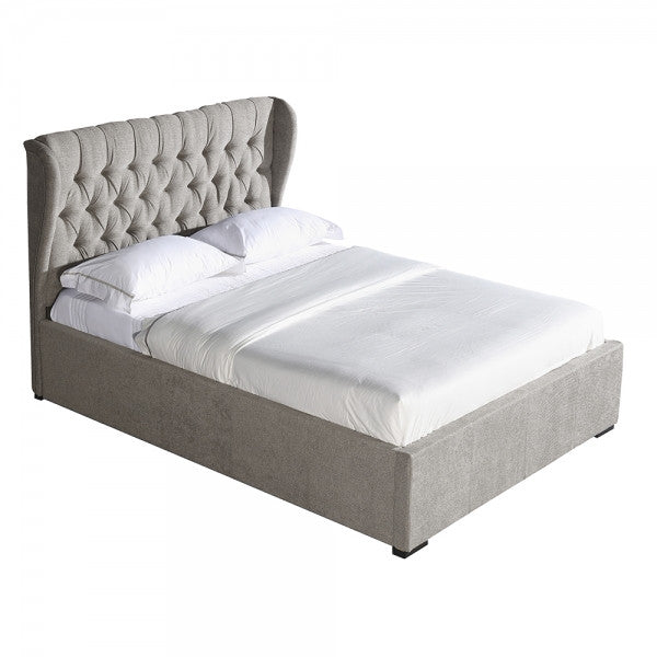 QUEEN GIOVANNI FABRIC BED - DARK GREY