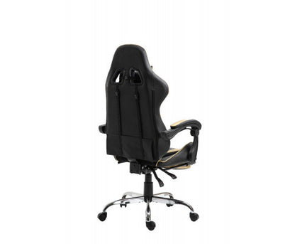 EUGENE RECLINING OFFICE COMPUTER  GAMING CHAIR  WITH FOOTREST -  GOLD