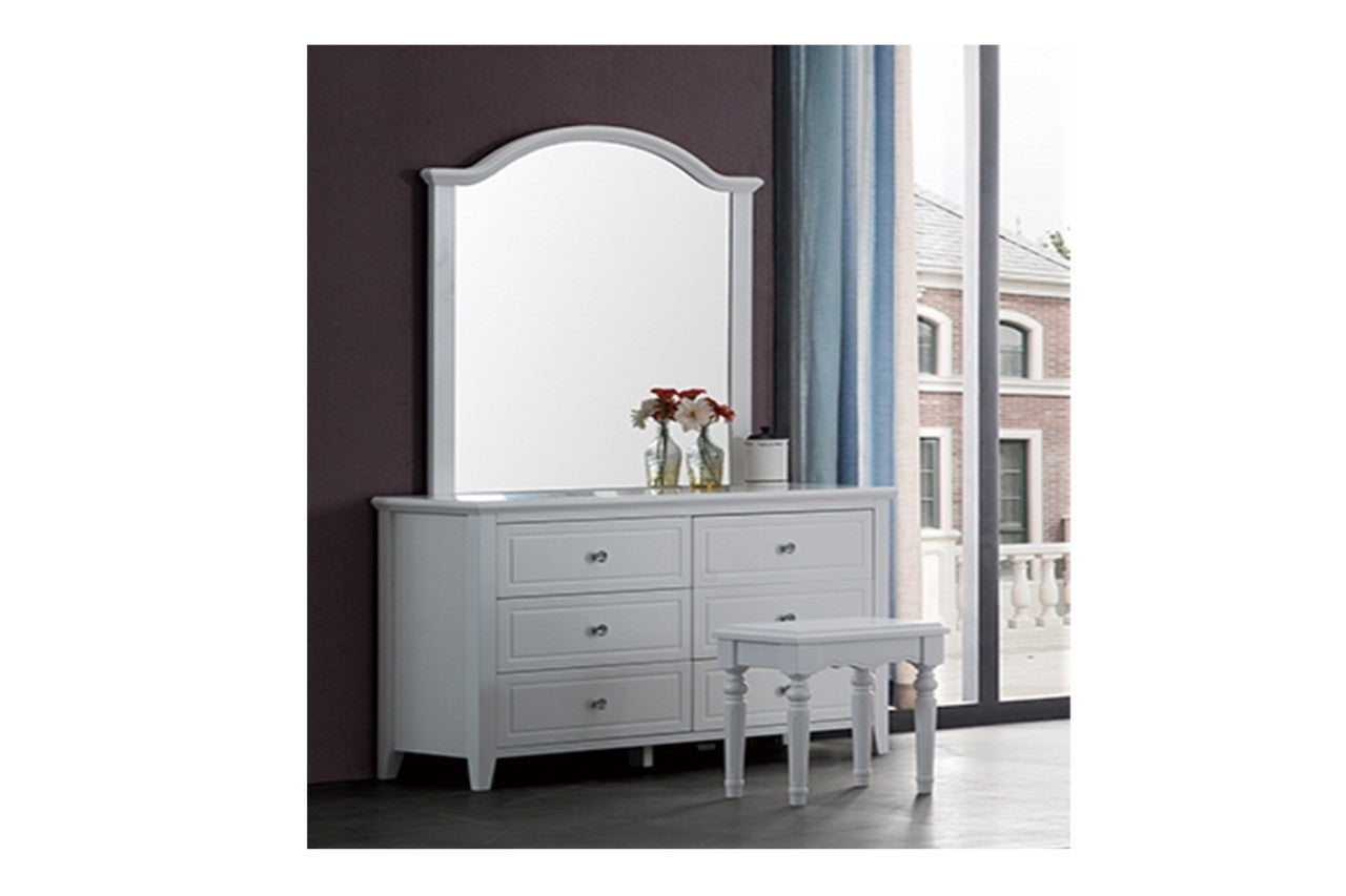 Halima / Alicia Dressing Table With Mirror - 1810(H) X 1204(W) - Ivory White