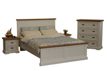 HAMPTONS KING (CUSTOM MADE) 4 PIECE (TALLBOY) BEDROOM SUITE - STAINED , PAINTED , 2 TONE