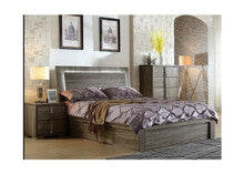 HANSON KING 3 PIECE BEDSIDE BEDROOM SUITE - (MODEL-LS-111K) (GAS LIFT OR SIDE DRAWER OPTIONS AVAILABLE) - MOCHA OAK