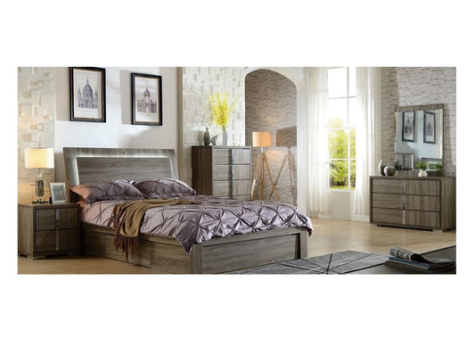 HANSON DOUBLE OR QUEEN  5 PIECE DRESSER BEDROOM SUITE (MODEL:LS 111) (GAS LIFT OR SIDE DRAWER OPTIONS AVAILABLE) - MOCHA OAK