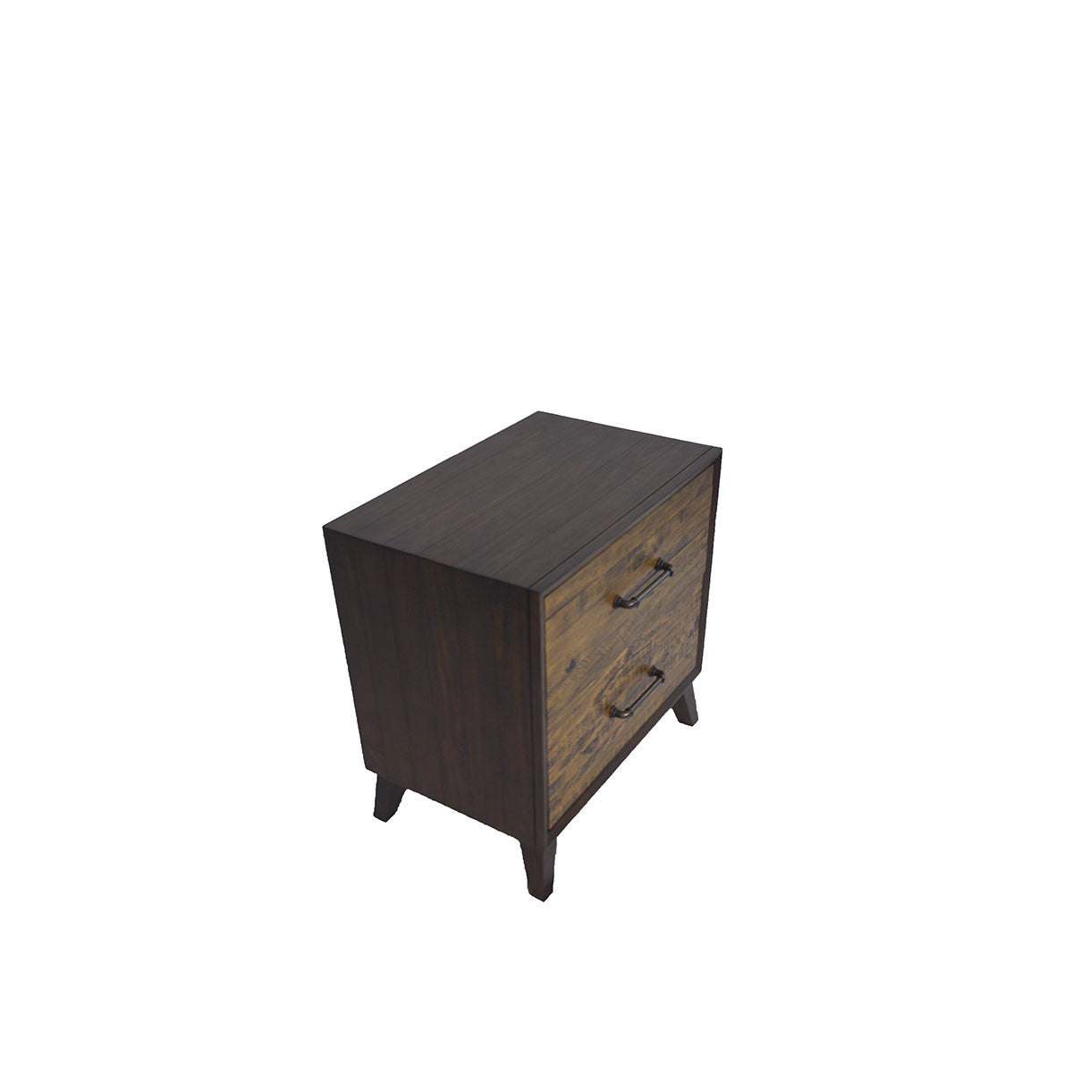 HASTINGS  RECYCLED  TIMBER  QUEEN 3 PIECE BEDSIDE  BEDROOM SUITE - DARK / AGED ROUGH SEWN