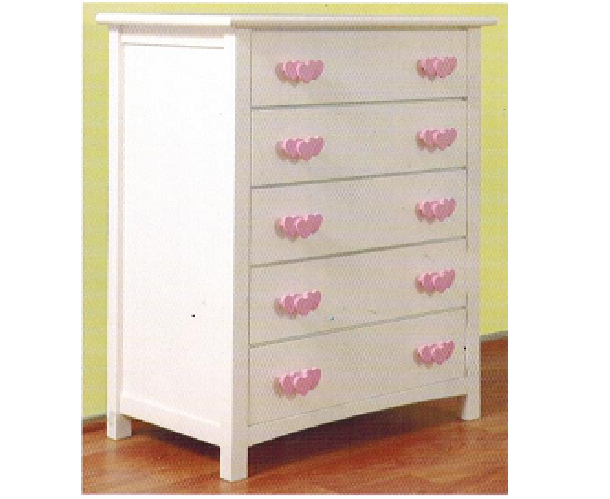 Heart 5 Drawer Tallboy - Snow