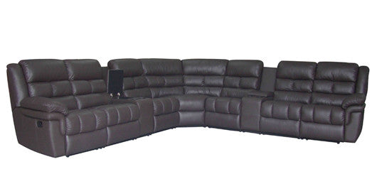 Houdini 7 Seat Corner 100% Leather 4 Action Recliner Suite - Assorted Colours