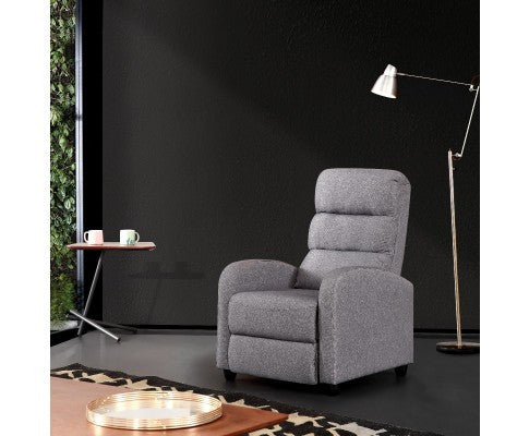 HARAN LINEN FABRIC RECLINER  ARMCHAIR - GREY