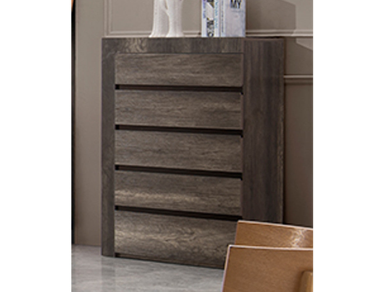 CHARLEIGH KING 4 PIECE (TALLBOY) BEDROOM SUITE WITH LED LIGHT -  CHARCOAL OAK