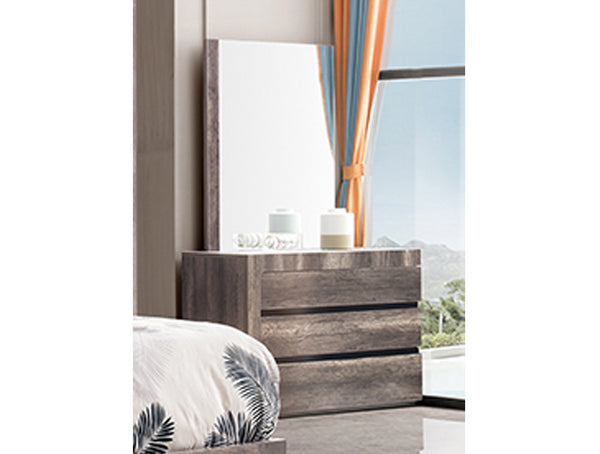 CHARLEIGH 6 DRAWER DRESSING TABLE WITH MIRROR - CHARCOAL OAK