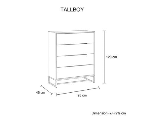 GAILE KING 4 PIECE (TALLBOY) BEDROOM SUITE - LIGHT OAK