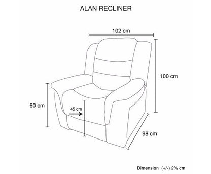 ALLAN   BONDED LEATHER SINGLE RECLINER  - BLACK