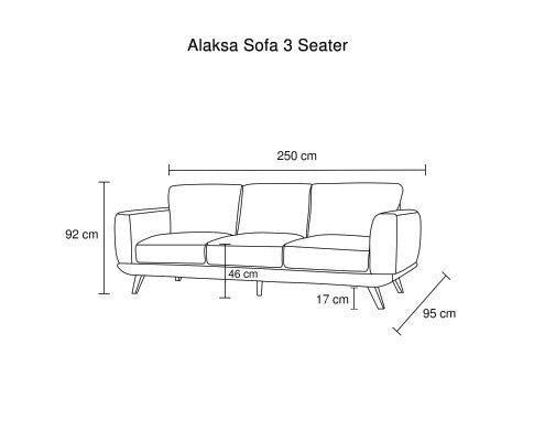 ALASKA 3 SEATER FABRIC LOUNGE - BROWN