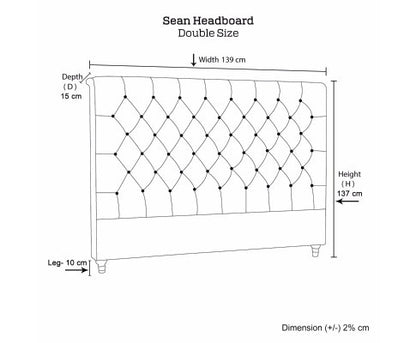 SEAN DOUBLE TUFTED  FABRIC BEDHEAD - BEIGE