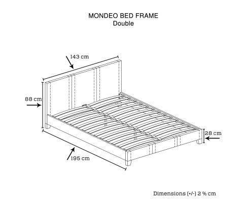 QUEEN MONDEO LEATHERETTE BED - BROWN