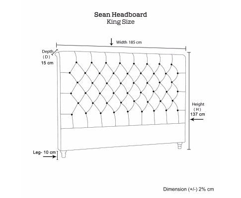 SEAN KING TUFTED LINEN FABRIC BEDHEAD - CHARCOAL