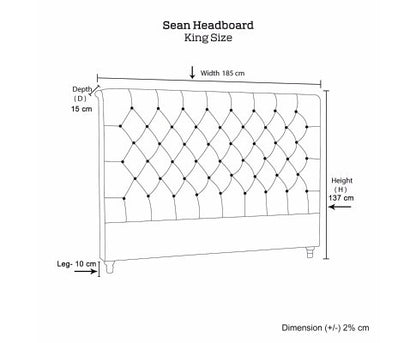 SEAN KING TUFTED LINEN FABRIC BEDHEAD - CHARCOAL