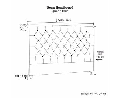 SEAN QUEEN TUFTED  FABRIC BEDHEAD - BEIGE