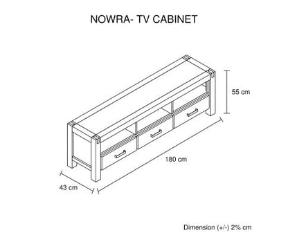 NOWRA 3 DRAWER TV ENTERTAINMENT UNIT - CLASSIC OAK
