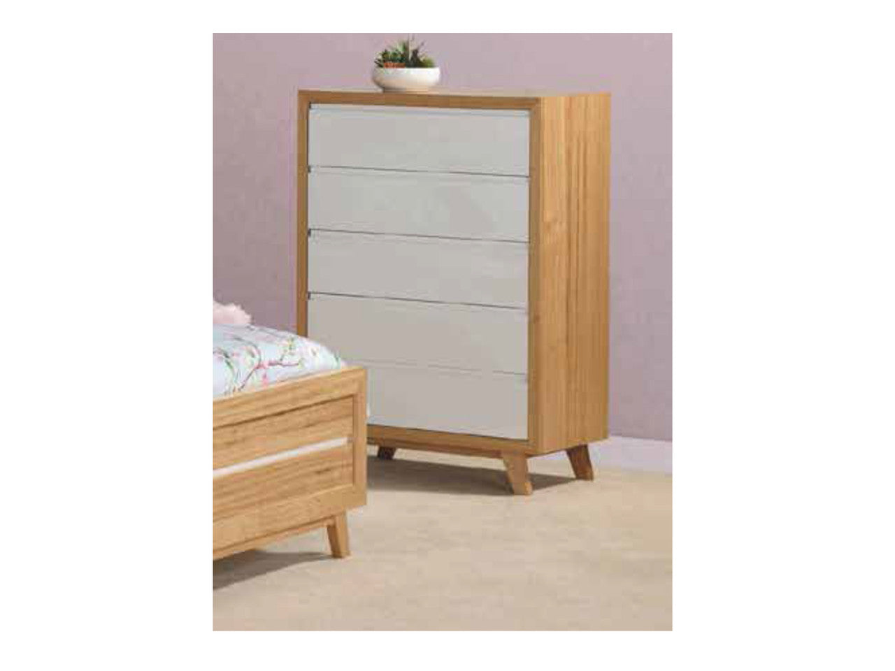Trovato (AUSSIE MADE) 6 Drawer Tallboy With Extension Runners - 1200(H) X 900(W) - Tassie Oak Combination - Assorted Colours