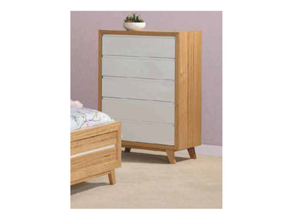 TROVATO KING (AUSSIE MADE) 4 PIECE (TALLBOY) BEDROOM SUITE - TASSIE OAK COMBINATION - ASSORTED COLOURS