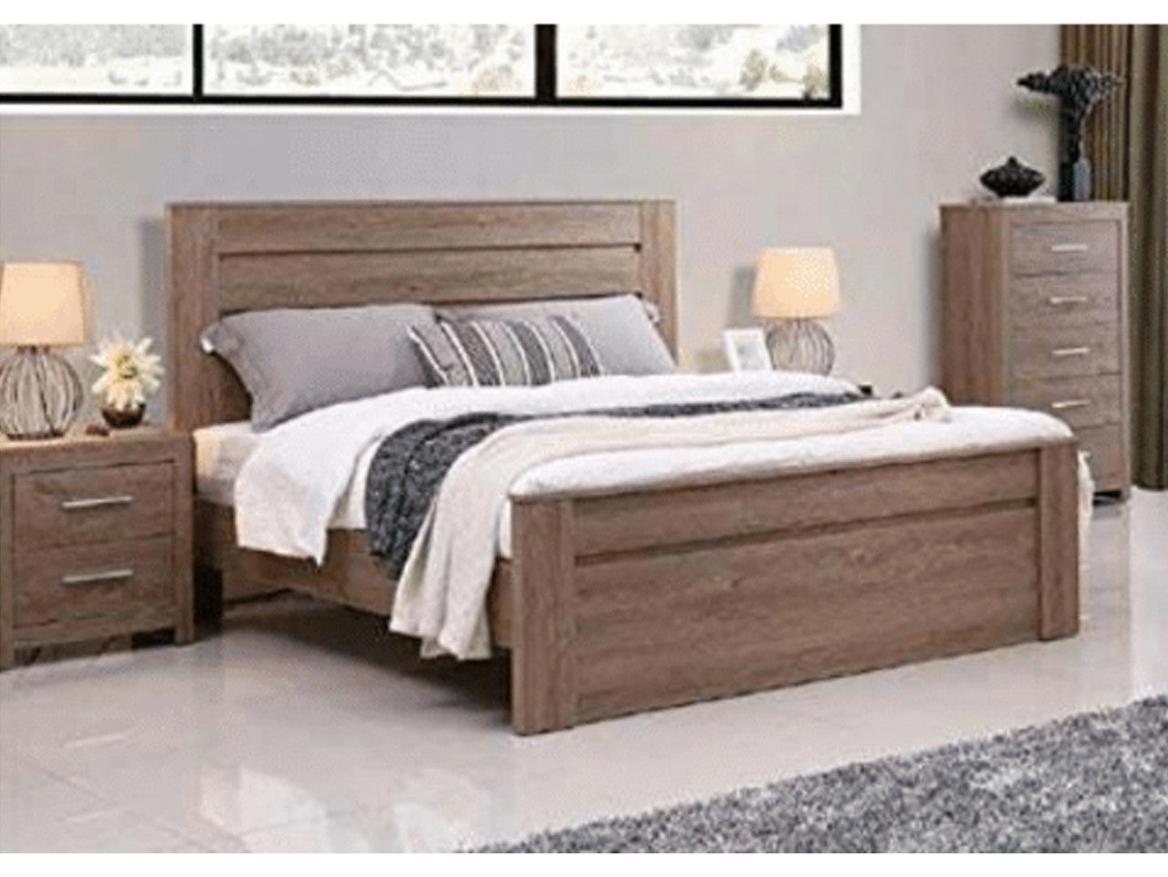 DOUBLE OR QUEEN JEFFREY 6 PIECE (THE LOT) BEDROOM SUITE (MODEL:3-18-5) - DARK OAK OR WALNUT