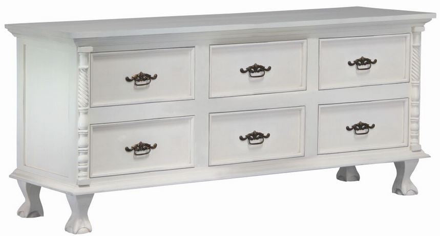 JEPARA   6 DRAWER   DRESSING  TABLE  ( SB- 006 - CV-PL) -  774(H) X 1800(W) - WHITE