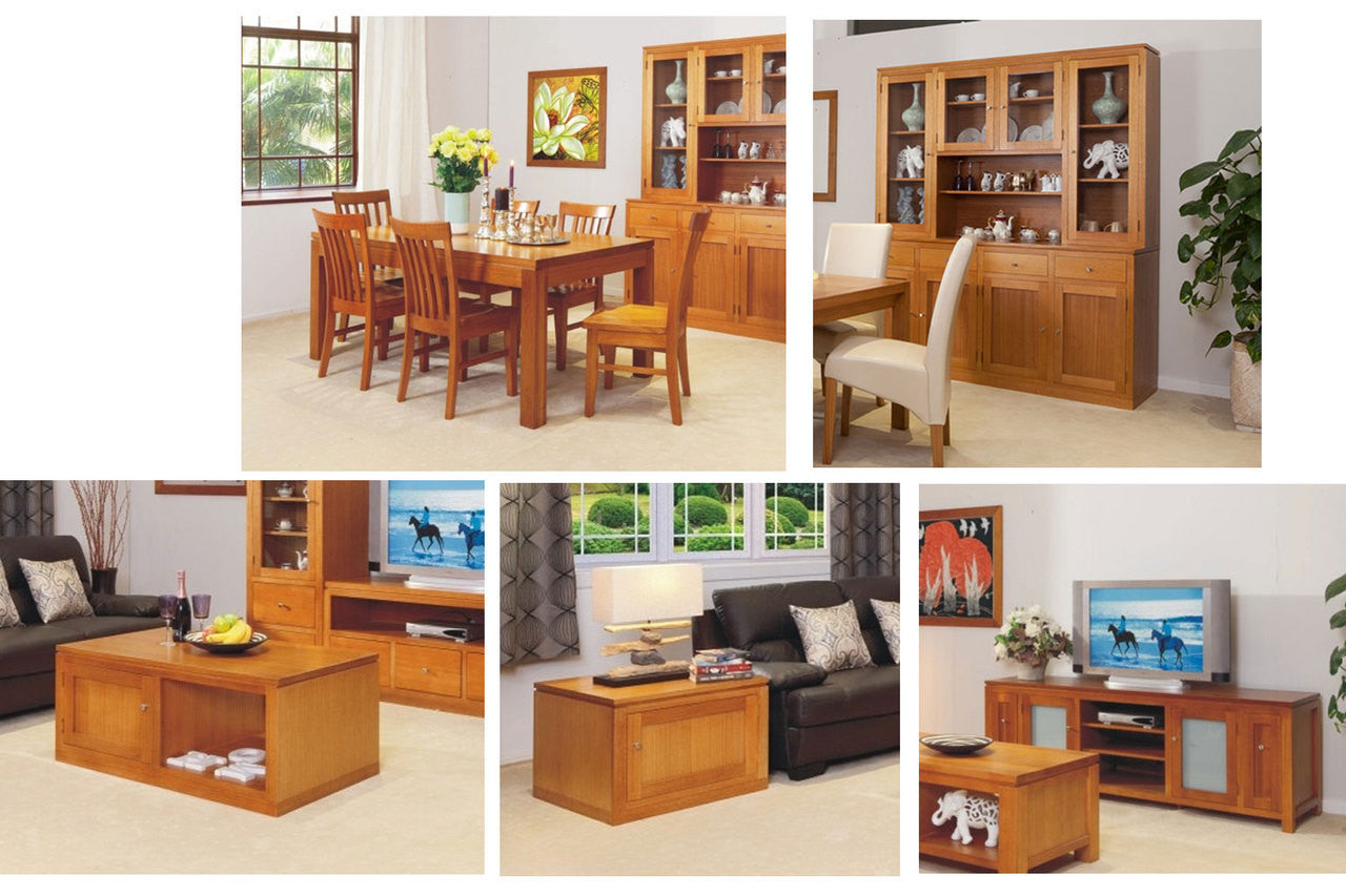Joe 11 Piece Living And Dining Package - Tassie Oak - Choice Of Colours