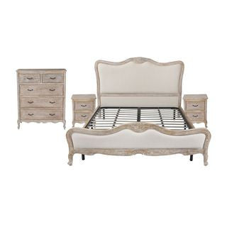 BICHIR KING 4 PIECE (TALLBOY) BEDROOM SUITE - WHITE WASH