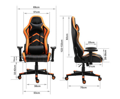 JEMAINE PU LEATHER OFFICE COMPUTER GAMING CHAIR - BLACK & ORANGE