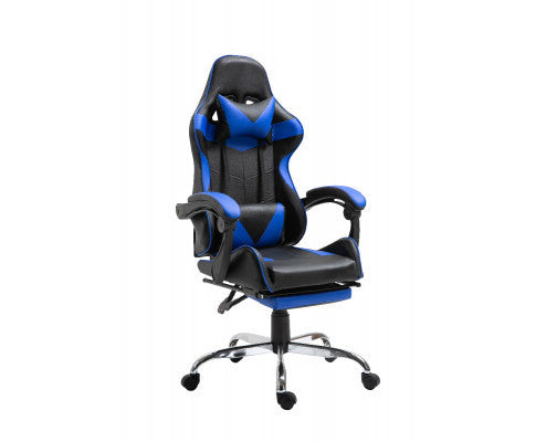 EUGENE RECLINING OFFICE COMPUTER GAMING CHAIR  WITH FOOTREST -  BLUE