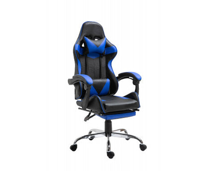 EUGENE RECLINING OFFICE COMPUTER GAMING CHAIR  WITH FOOTREST -  BLUE
