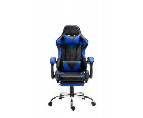 EUGENE RECLINING OFFICE COMPUTER GAMING CHAIR  WITH FOOTREST -  BLUE