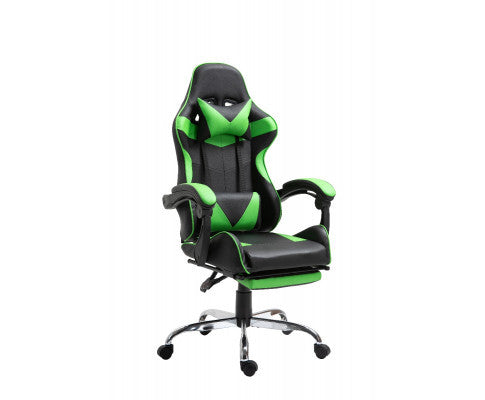 EUGENE RECLINING OFFICE COMPUTER  GAMING CHAIR  WITH FOOTREST -  GREEN