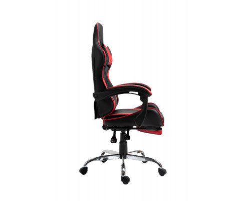 EUGENE RECLINING OFFICE COMPUTER  GAMING CHAIR  WITH FOOTREST -  RED