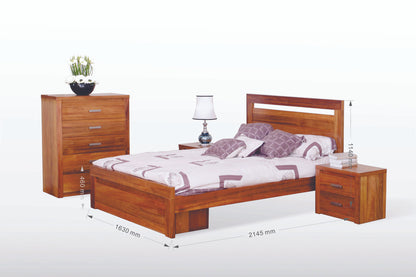 VODKA (217) QUEEN 4 PIECE TALLBOY BEDROOM SUITE WITH UNDERBED STORAGE DRAWERS - NATURAL