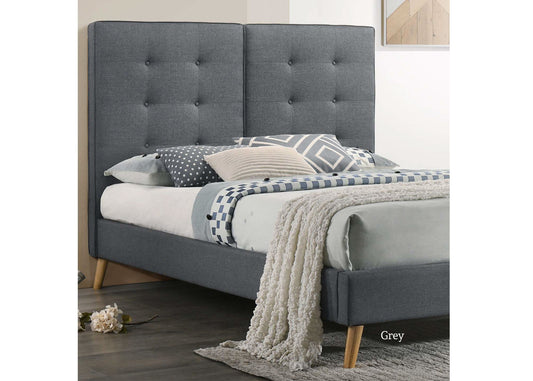 DOUBLE MARILYN LINEN FABRIC BED - GREY