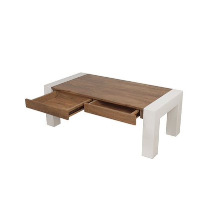 MEGAN COFFEE TABLE -  1205(W) X 580(D) -   ANTIQUE OAK / HI GLOSS WHITE
