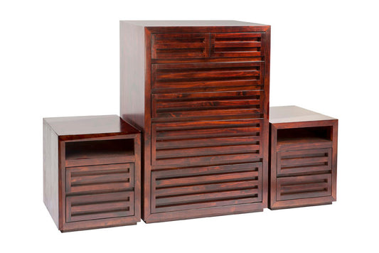 Manly 3 Piece Chest Set (WITH 6 DRAWER TALLBOY) - Baltic , Walnut (PICTURED) Or Greywash