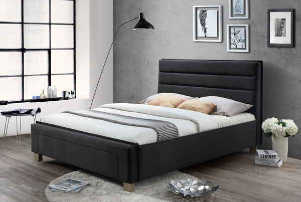 QUEEN MIAMI FABRIC BED WITH BEDEND DRAWER - GREY