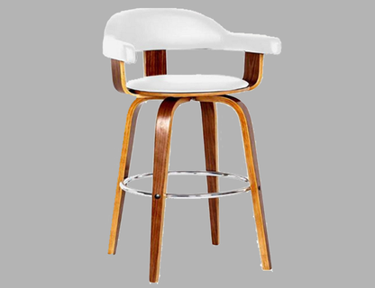 MILAN BENTWOOD BAR STOOL - SEAT -680(H) - WHITE + WALNUT