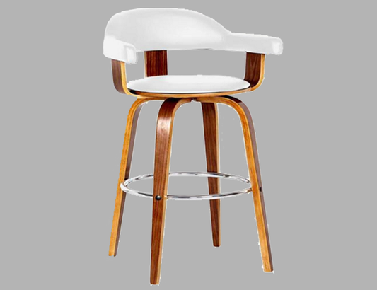 MILAN BENTWOOD BAR STOOL - SEAT -680(H) - WHITE + WALNUT