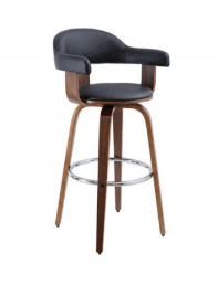 MILLAN SWIVEL LEATHERETTE BAR STOOL -  BLACK