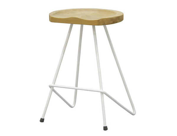 MILTON SADDLE SHAPE IRON LEG BAR STOOL -  710(H)-WHITE