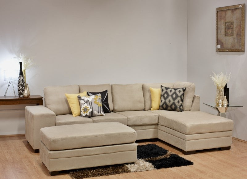 MINARA 3 SEATER PLUS (RHS OR LHS) CHAISE LOUNGE INCLUDING DOUBLE BED SOFA BED & OTTOMAN (6147) - ASSORTED COLOURS