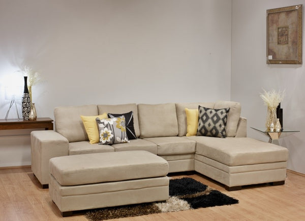 MINARA 3 SEATER PLUS (RHS OR LHS) CHAISE LOUNGE INCLUDING DOUBLE BED SOFA BED & OTTOMAN (6147) - ASSORTED COLOURS
