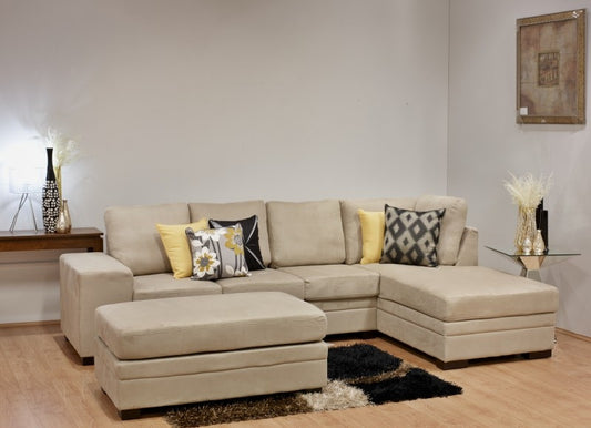 MINARA 3 SEATER PLUS CHAISE SUITE WITH OTTOMAN (6147) - ASSORTED COLOURS