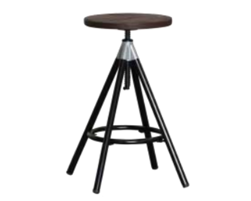 Modern Metal Stool - Black/ Teak