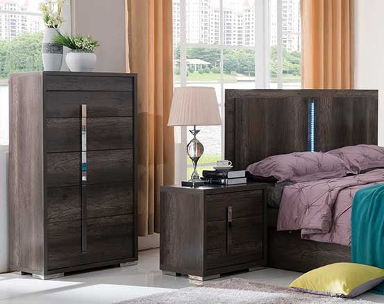Yonkers Tallboy With Top - Open Mirror - Charcoal Oak