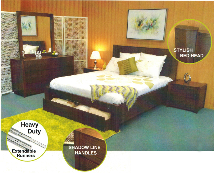 KING SINGLE MONROE  WITH FOOTEND STORAGE BED FRAME ONLY  - ASH