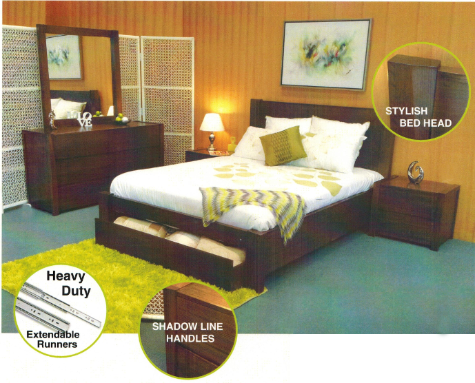 MONROE KING 4 PIECE  WITH FOOTEND STORAGE TALLBOY BEDROOM SUITE - ASH