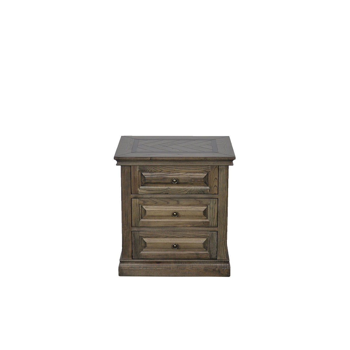 MOSAIC OAK WOOD 3 DRAWER BEDSIDE TABLE  - ASH OAK